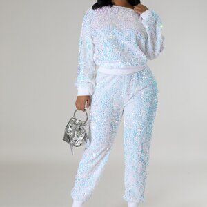White Speckled Sequin joggers